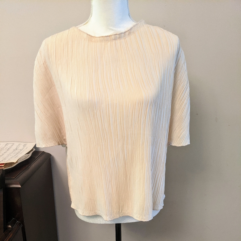 Zara Basic Oversized Crinkle Top Batwing Cream